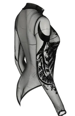 Restyle Black gothic FERN MESH BODYSUIT