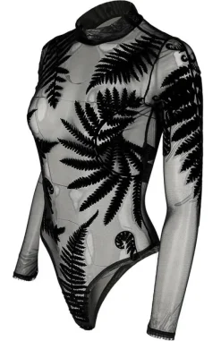 Restyle Black gothic FOREST WITCH MESH FERN BODYSUIT