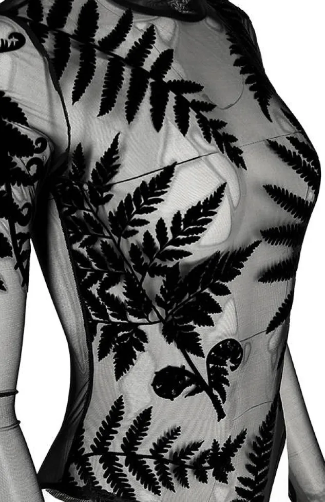Restyle Black gothic FOREST WITCH MESH FERN BODYSUIT