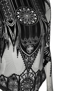 Restyle Black gothic INVERTED CATHEDRAL MESH BODYSUIT
