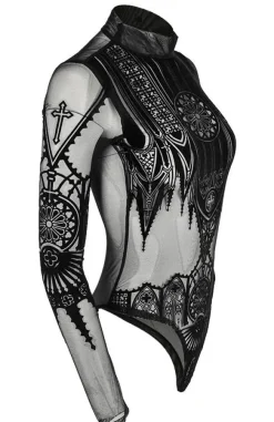 Restyle Black gothic INVERTED CATHEDRAL MESH BODYSUIT