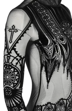 Restyle Black gothic INVERTED CATHEDRAL MESH BODYSUIT