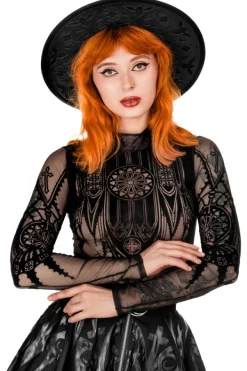 Restyle Black gothic INVERTED CATHEDRAL MESH BODYSUIT