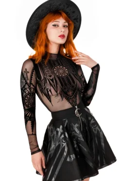 Restyle Black gothic INVERTED CATHEDRAL MESH BODYSUIT