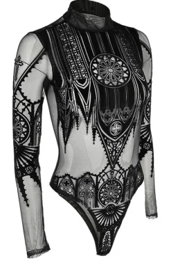 Restyle Black gothic INVERTED CATHEDRAL MESH BODYSUIT