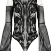 Restyle Black gothic IRIS BODYSUIT cold shoulder