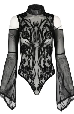 Restyle Black gothic IRIS BODYSUIT cold shoulder