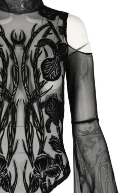Restyle Black gothic IRIS BODYSUIT cold shoulder