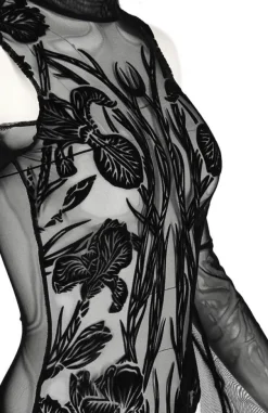Restyle Black gothic IRIS BODYSUIT cold shoulder
