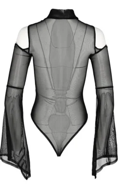 Restyle Black gothic IRIS BODYSUIT cold shoulder