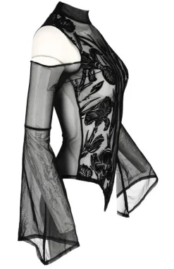 Restyle Black gothic IRIS BODYSUIT cold shoulder