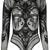 Restyle Black gothic JEWEL BAT MESH BODYSUIT