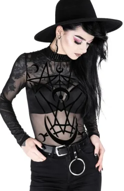 Restyle Black gothic jumpsuit MOON CHILD MESH BODYSUIT