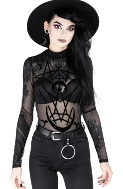 Restyle Black gothic jumpsuit MOON CHILD MESH BODYSUIT