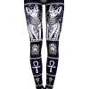 Restyle Black gothic leggings with sphynx cat, Bastet, occult trousers "SPHYNX LEGGINGS"