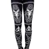 Restyle Black gothic leggings with Ram skull and pentagram "SATANIC LEGGINGS"