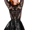 Restyle Black gothic MESH BODYSUIT CATHEDRAL CORSET