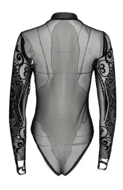 Restyle Black gothic MESH BODYSUIT CATHEDRAL CORSET