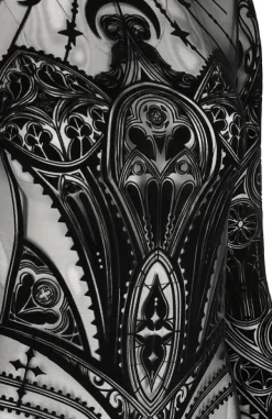 Restyle Black gothic MESH BODYSUIT CATHEDRAL CORSET
