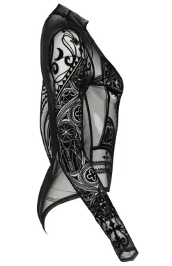 Restyle Black gothic MESH BODYSUIT CATHEDRAL CORSET