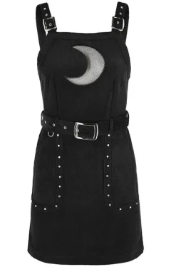Restyle Black gothic mesh moon suspender CORDUROY CRESCENT DRESS