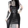 Restyle Black gothic NIGHT MIST DRESS with overskirt