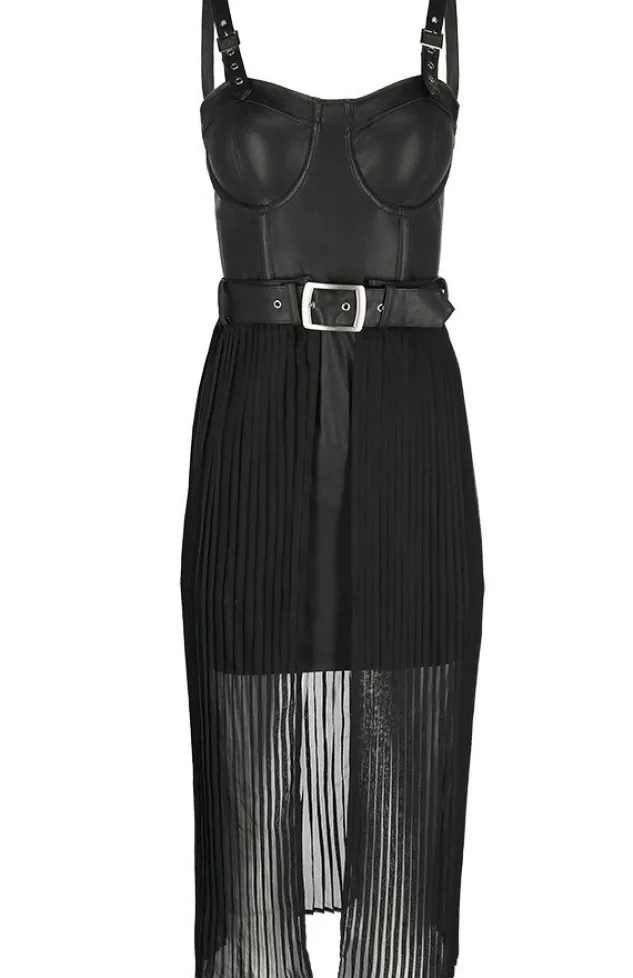 Restyle Black gothic NIGHT MIST DRESS with overskirt
