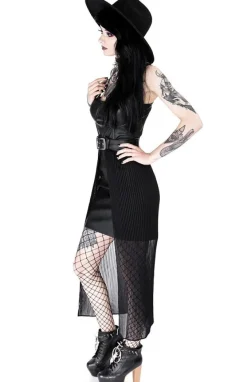 Restyle Black gothic NIGHT MIST DRESS with overskirt