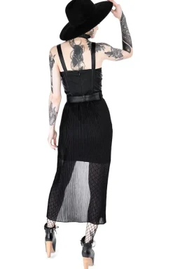 Restyle Black gothic NIGHT MIST DRESS with overskirt