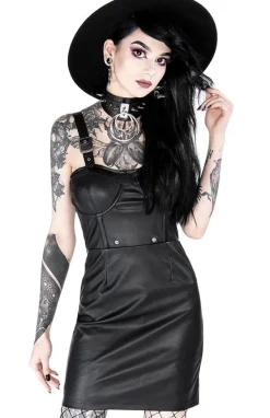 Restyle Black gothic NIGHT MIST DRESS with overskirt