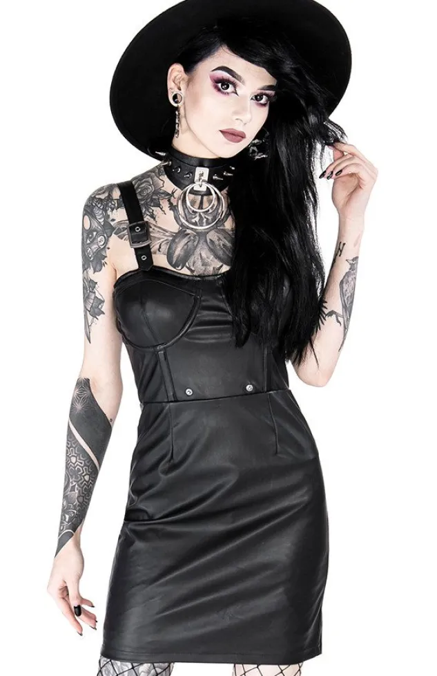 Restyle Black gothic NIGHT MIST DRESS with overskirt