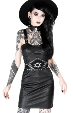 Restyle Black gothic NIGHT MIST DRESS with overskirt