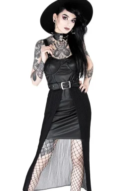 Restyle Black gothic NIGHT MIST DRESS with overskirt