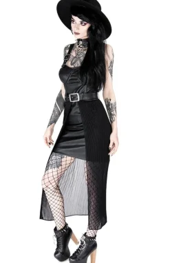Restyle Black gothic NIGHT MIST DRESS with overskirt