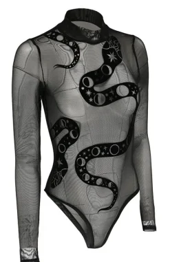 Restyle Black gothic SNAKE MESH BODYSUIT
