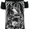 Restyle Black gothic T-shirt BURN THE WITCH COLD SHOULDER