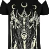 Restyle Black gothic T-shirt goddess HECATE COLD SHOULDER