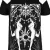 Restyle Black gothic T-shirt Sorceress COVEN COLD SHOULDER
