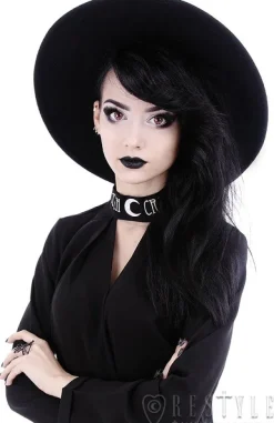 Restyle Black gothic Wide brim hat, stiff, nugoth headdress "WITCH"