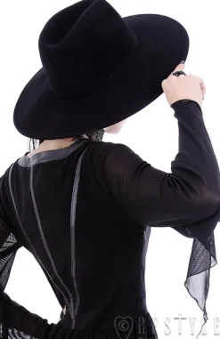Restyle Black gothic Wide brim hat, stiff, nugoth headdress 