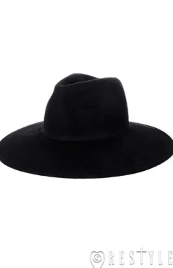 Restyle Black gothic Wide brim hat, stiff, nugoth headdress 