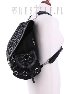 Restyle Black harness backpack, with pockets, occult, black fashion