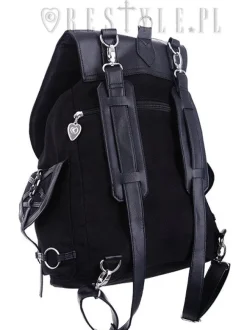 Restyle Black harness backpack, with pockets, occult, black fashion