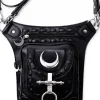 Restyle Black hip bag with pockets, pocket belt, moon bag, gothic utility belt"LUNAR HOLSTER BAG"