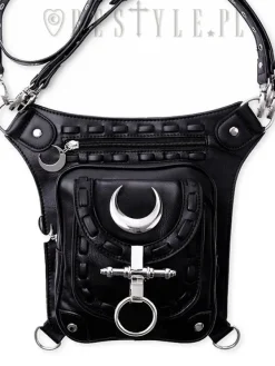 Restyle Black hip bag with pockets, pocket belt, moon bag, gothic utility belt"LUNAR HOLSTER BAG"