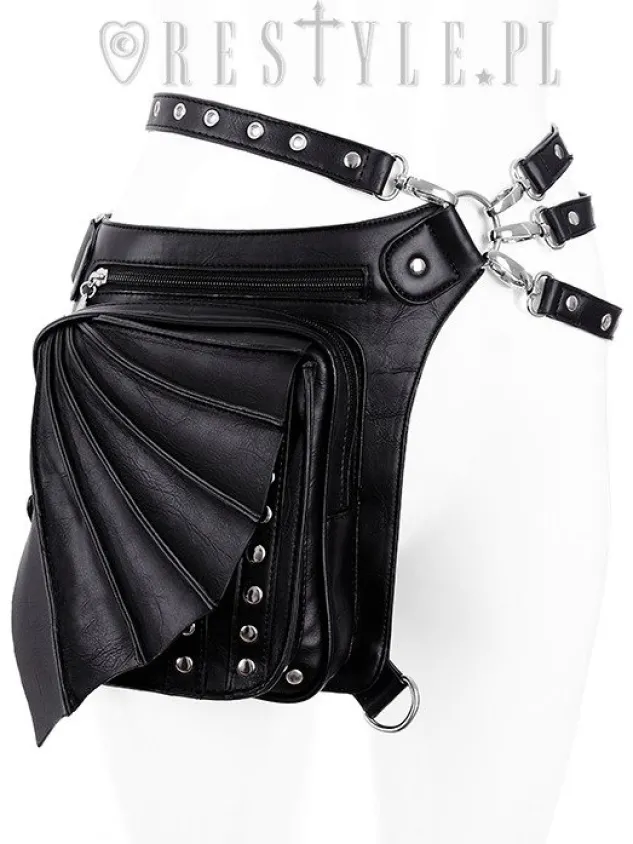 Restyle Black hip bag with pockets, pocket belt, wing bag, gothic utility belt"BAT HOLSTER BAG"