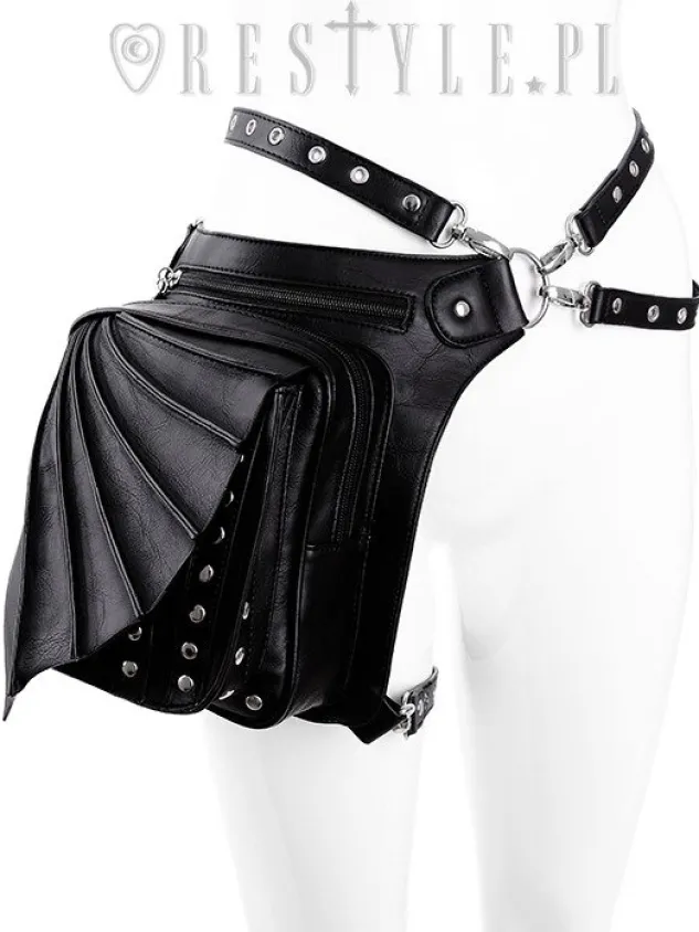Restyle Black hip bag with pockets, pocket belt, wing bag, gothic utility belt"BAT HOLSTER BAG"
