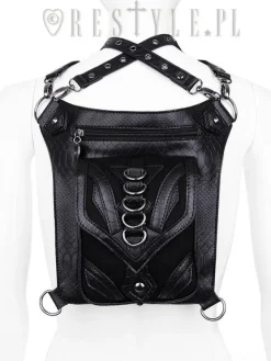 Restyle Black hip bag with pockets, pocket belt, steampunk utility belt