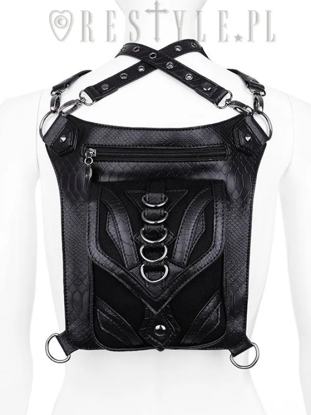 Restyle Black hip bag with pockets, pocket belt, steampunk utility belt "DRAGON HOLSTER BAG"