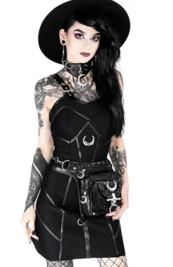 Restyle Black hip bag with pockets, pocket belt, moon bag, gothic utility belt